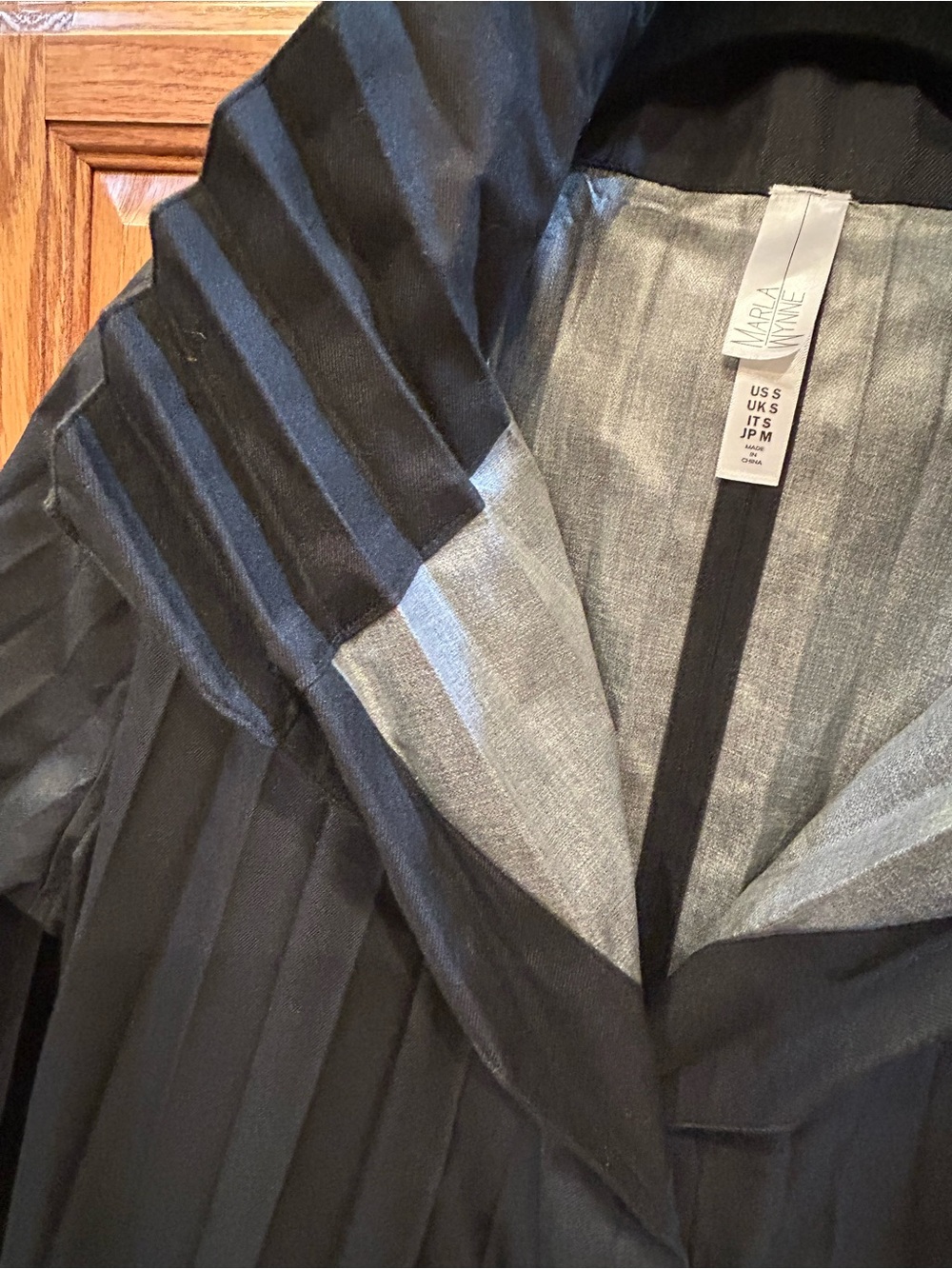 MarlaWynne Black Pleated Trench Coat - Picture 3 of 9